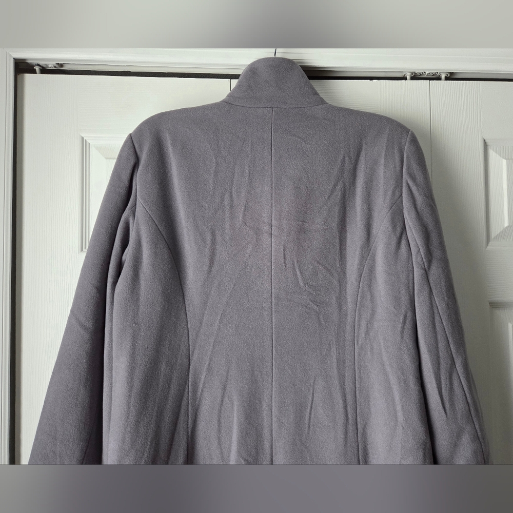 NWOT Garnet Hill Gray Ribbon Candy Ruffle Front Wool Coat Size 18 - Picture 10 of 16